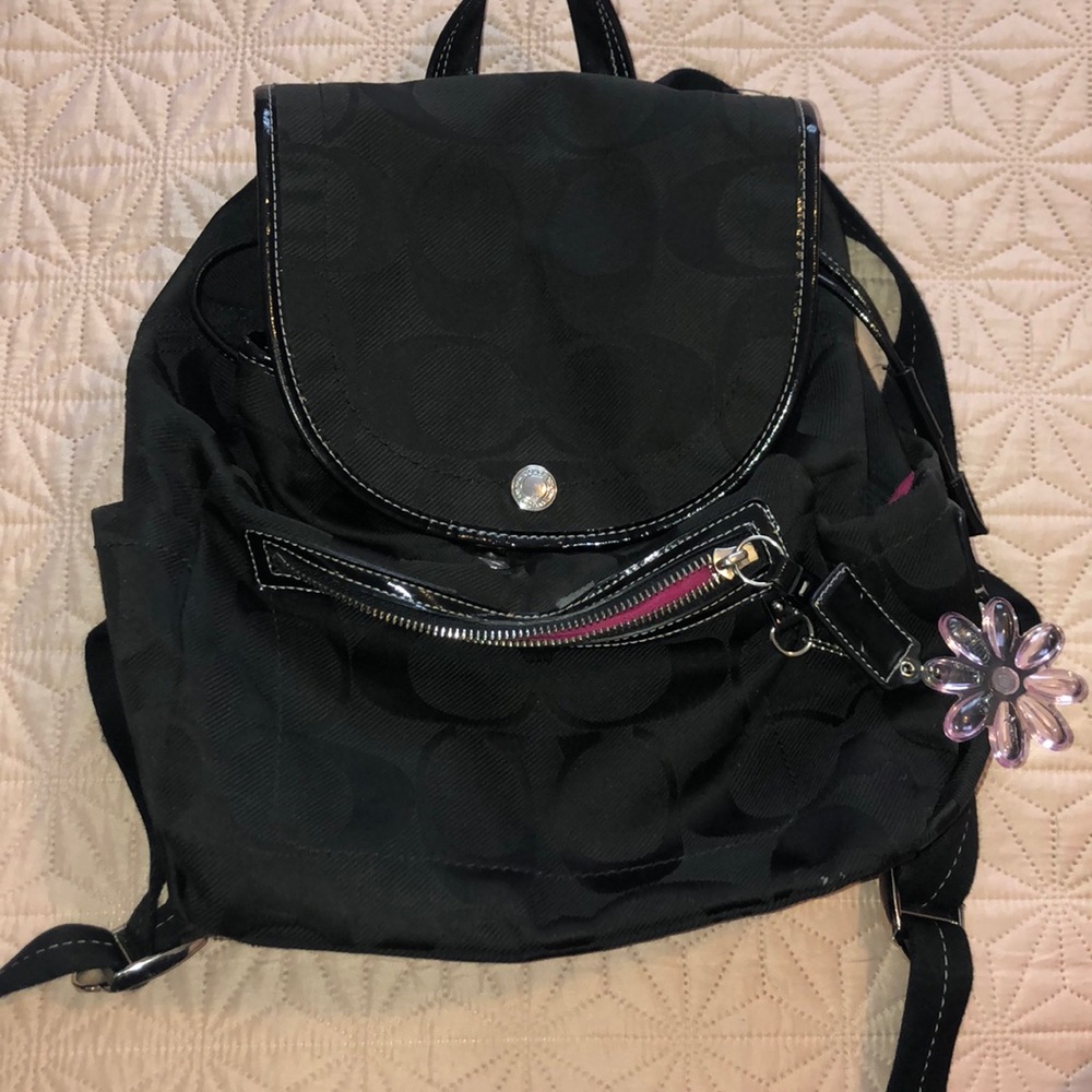 Black coach backpack purse